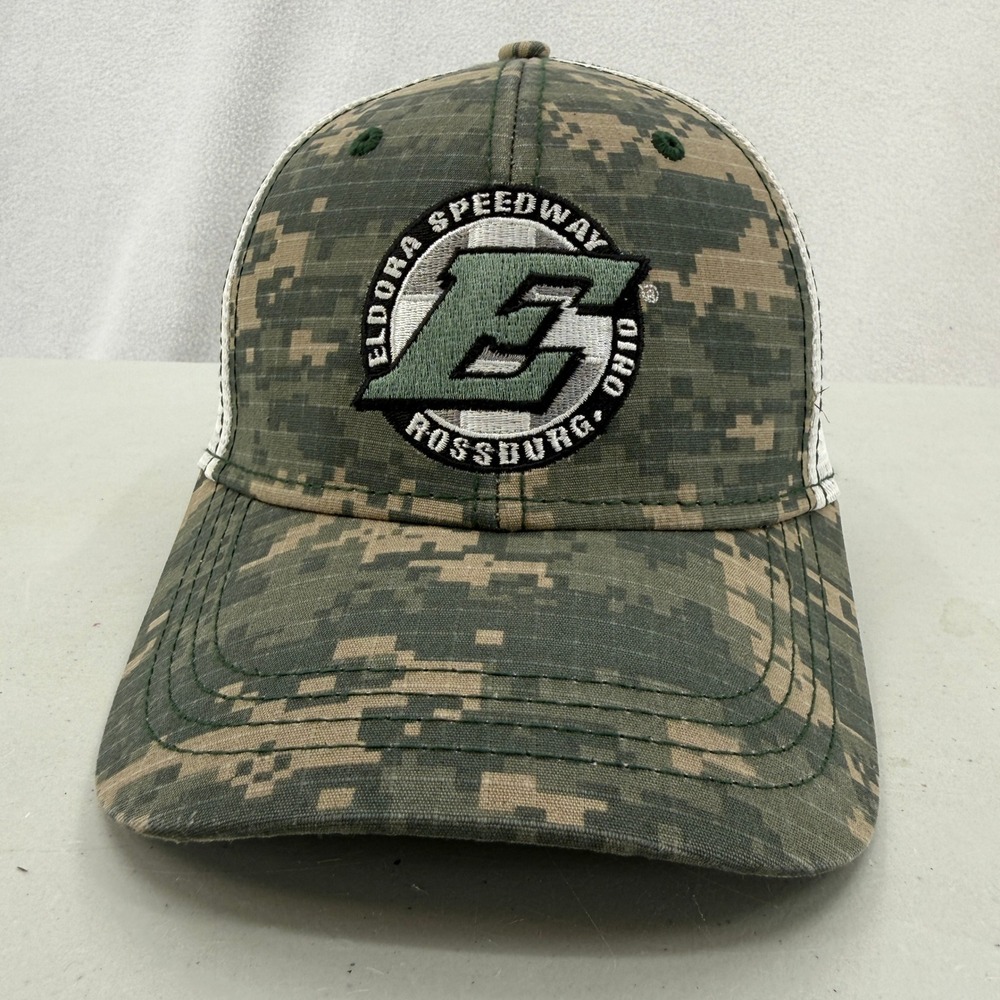 Eldora Speedway Hat Mens OSFA Camo Digital Mesh Snapback Trucker Cap